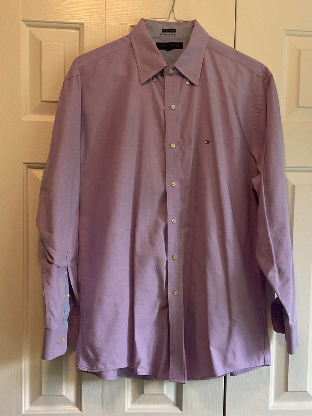 Tommy Hilfiger Lavender Long-Sleeve Slim Fit Oxford Button Shirt 16.5, 32-33